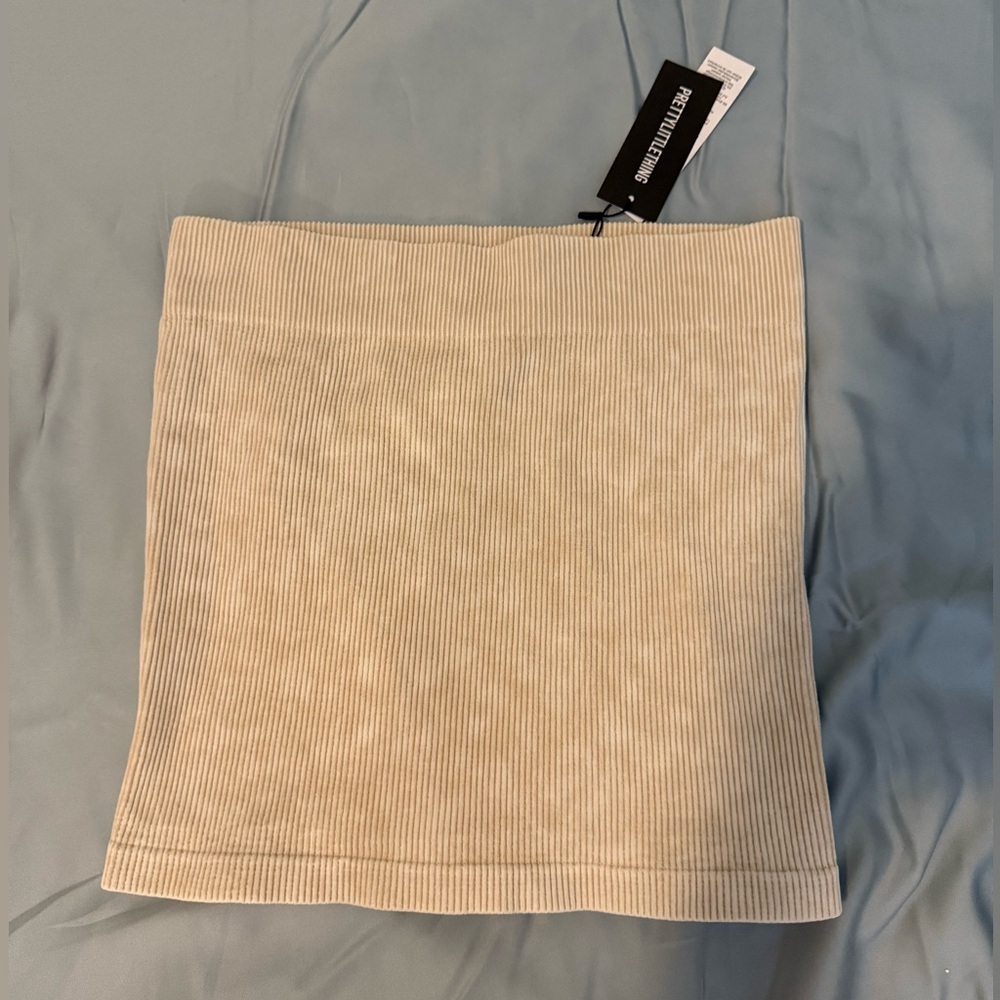 Cream Rib Micro Mini Skirt - Picture 2 of 2